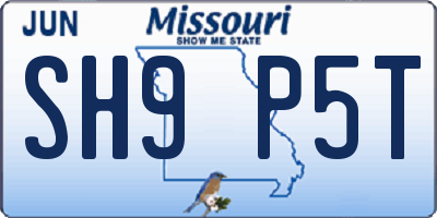 MO license plate SH9P5T