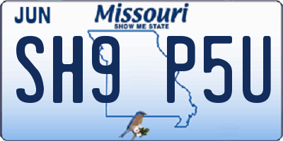 MO license plate SH9P5U