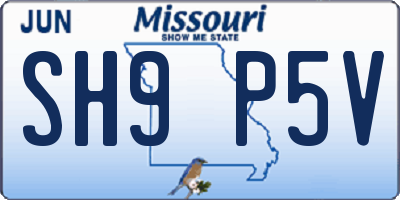 MO license plate SH9P5V