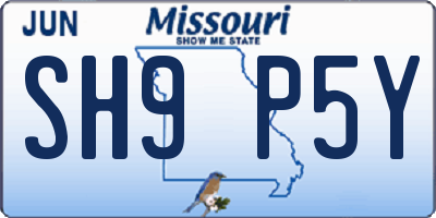 MO license plate SH9P5Y