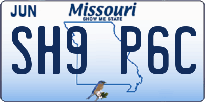 MO license plate SH9P6C