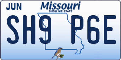 MO license plate SH9P6E