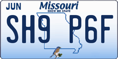 MO license plate SH9P6F
