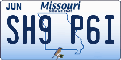 MO license plate SH9P6I