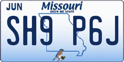MO license plate SH9P6J