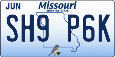 MO license plate SH9P6K