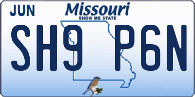 MO license plate SH9P6N
