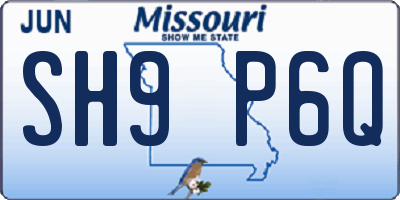 MO license plate SH9P6Q