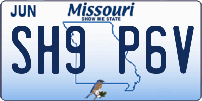 MO license plate SH9P6V