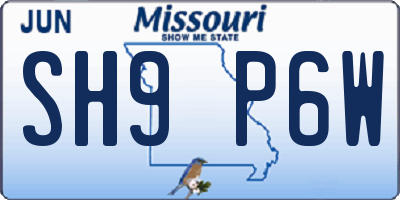 MO license plate SH9P6W