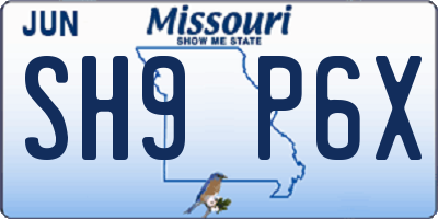 MO license plate SH9P6X