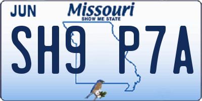 MO license plate SH9P7A