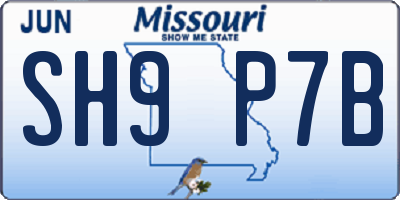 MO license plate SH9P7B