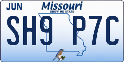 MO license plate SH9P7C