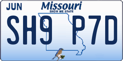 MO license plate SH9P7D