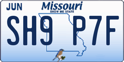 MO license plate SH9P7F