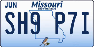 MO license plate SH9P7I