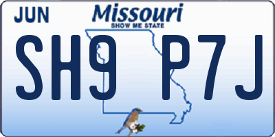 MO license plate SH9P7J