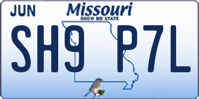MO license plate SH9P7L
