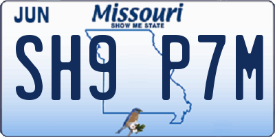 MO license plate SH9P7M