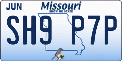 MO license plate SH9P7P