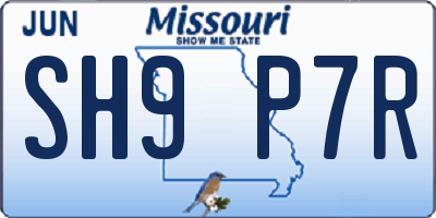 MO license plate SH9P7R