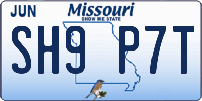 MO license plate SH9P7T