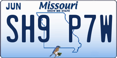 MO license plate SH9P7W