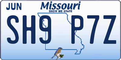 MO license plate SH9P7Z