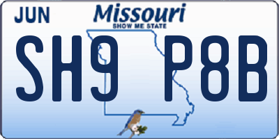 MO license plate SH9P8B