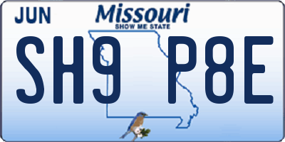 MO license plate SH9P8E