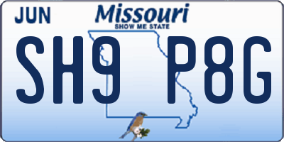 MO license plate SH9P8G