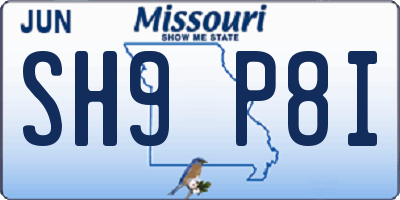 MO license plate SH9P8I