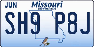 MO license plate SH9P8J