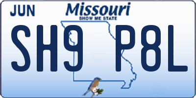 MO license plate SH9P8L