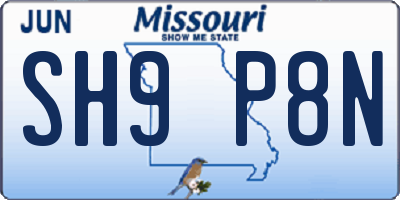 MO license plate SH9P8N