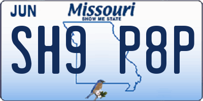 MO license plate SH9P8P