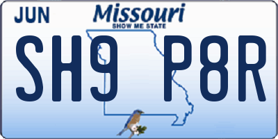 MO license plate SH9P8R