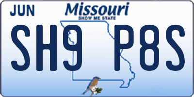MO license plate SH9P8S