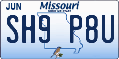 MO license plate SH9P8U