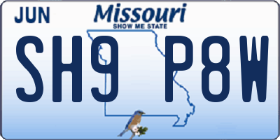 MO license plate SH9P8W