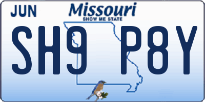 MO license plate SH9P8Y