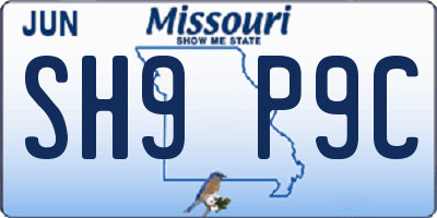 MO license plate SH9P9C