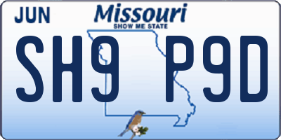 MO license plate SH9P9D