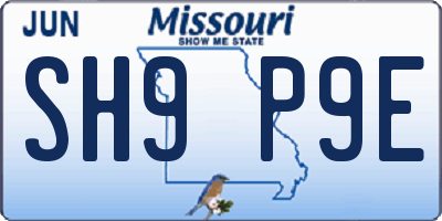 MO license plate SH9P9E