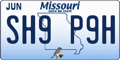 MO license plate SH9P9H