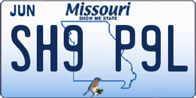 MO license plate SH9P9L
