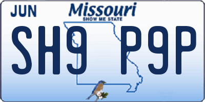 MO license plate SH9P9P