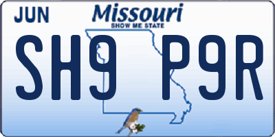 MO license plate SH9P9R