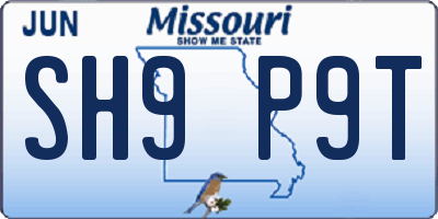 MO license plate SH9P9T